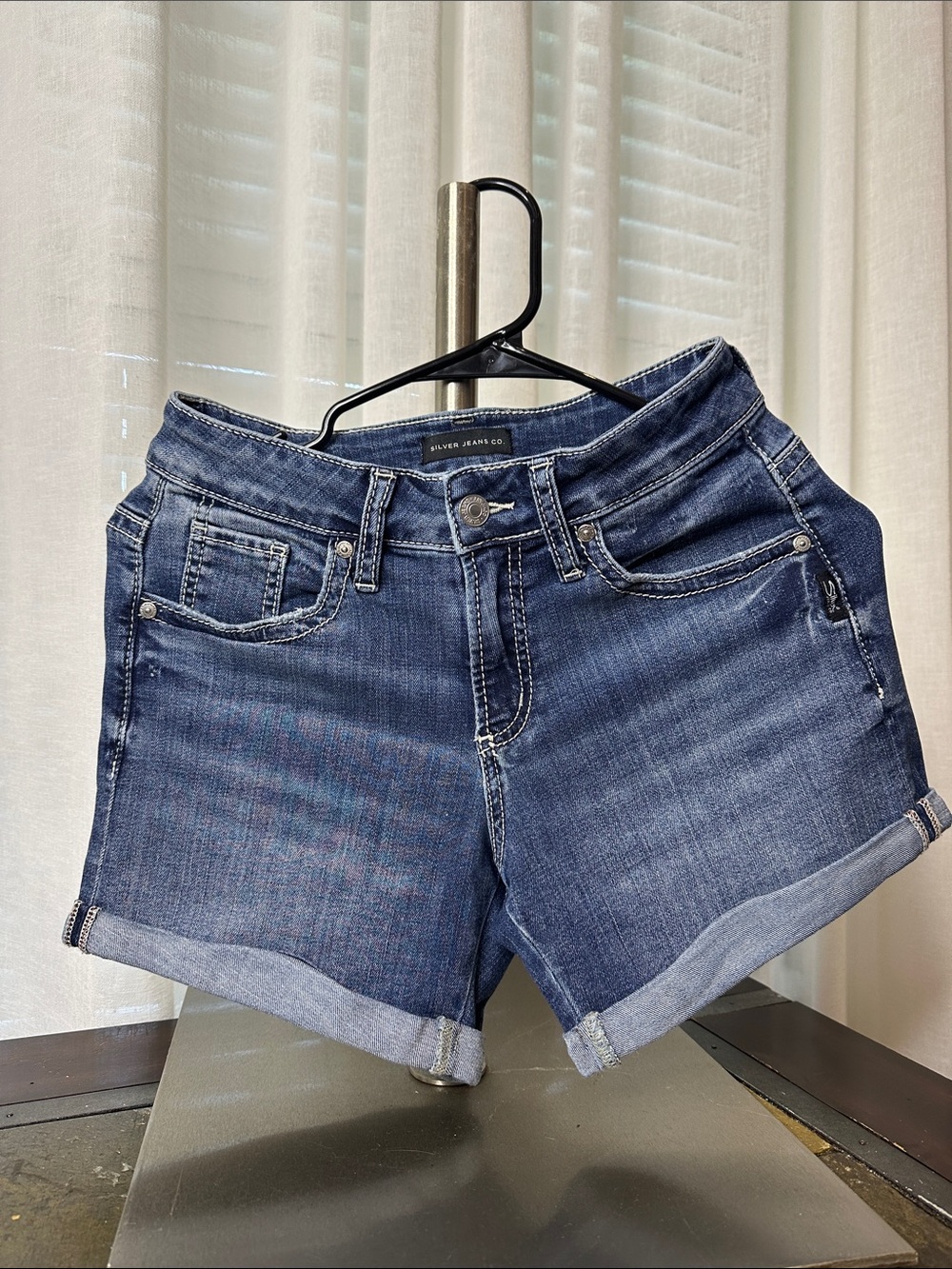 Silver Jeans Medium Blue Cuffed Denim Shorts